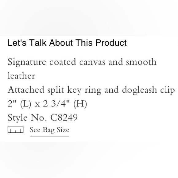 Coach corner zip sig. canvas wristlet w/pear. Khaki chalk multi.match 🔑 ring - Picture 7 of 7